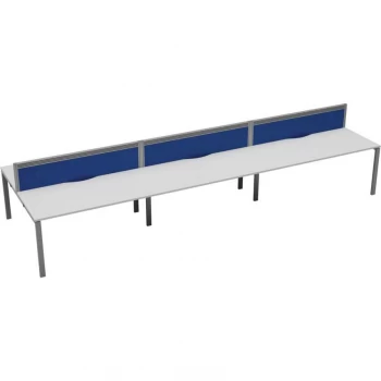 Image of 6 Person Double Bench Desk 1200X780MM Each - Silver/White