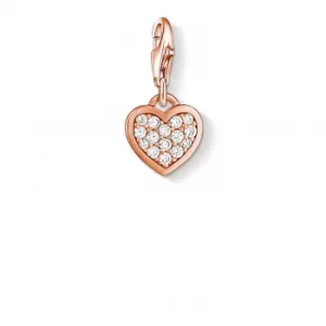 Image of Thomas Sabo Heart Charm White 925 Sterling Silver Gold Jewellery