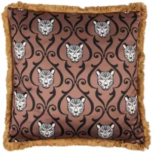 Image of Lupita Abstract Tiger Damask Cushion Cover, Caramel/Gold, 50 x 50 Cm - Paoletti