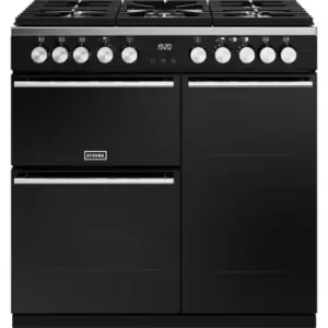 Image of Stoves Precision Deluxe ST DX PREC D900DF BK Dual Fuel Range Cooker - Black - A/A/A Rated