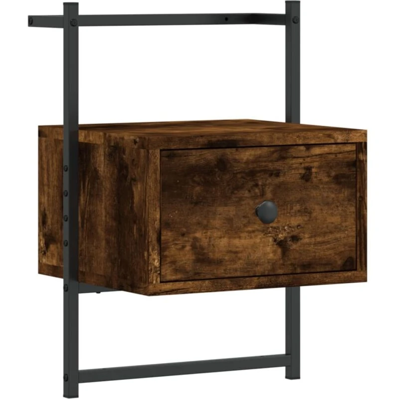 Image of Vidaxl Bedside Cabinet Wall-mounted Smoked Oak 35X30X51cm Engineered Wood, Brown 833447