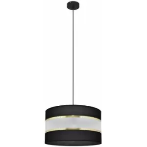 Image of Helam Helen Cylindrical Pendant Ceiling Light Black, Gold 35cm