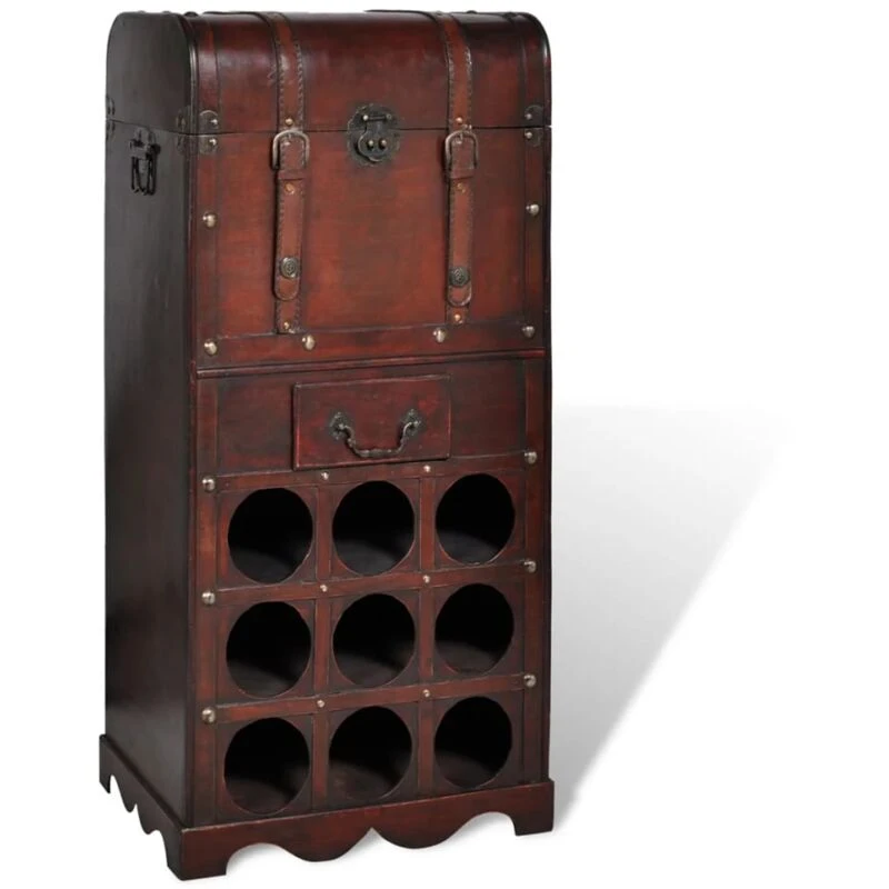 Image of VIDAXL Wooden Wine Rack for 9 Bottles with Storage Vidaxl 240506
