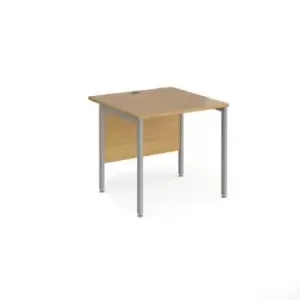 Image of Office Desk 800mm Rectangular Desk With H-Frame Leg Oak Tops With Silver Frames 800mm Depth Maestro 25