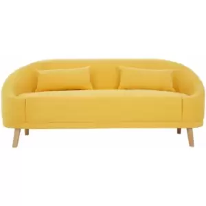 Image of Premier Housewares - Yellow Linen Sofa 2 Seater Small Sofas for Small Rooms Padded Small Couch Seats Small Sofa 2 Seater Sofas for Living Room