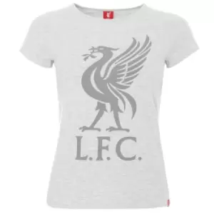 Image of Liverpool FC Womens/Ladies Liver Bird T-Shirt (10 UK) (Ice Grey Marl)