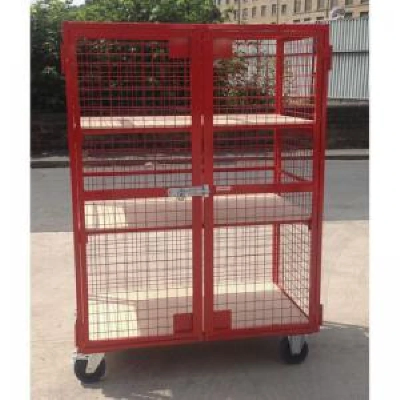 Image of ESE Direct Mobile mesh security cage with 2 adjustable plywood shelves - 1800 x 1300 x 770mm 430555 Mesh Storage Cages