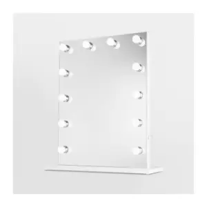 Image of Large Hollywood Vanity Mirror with Lights - Illuminated Makeup Dressing Table Mirror with Stand and 12 Dimmable LED Bulbs - 83cm x 70cm - Extra Large