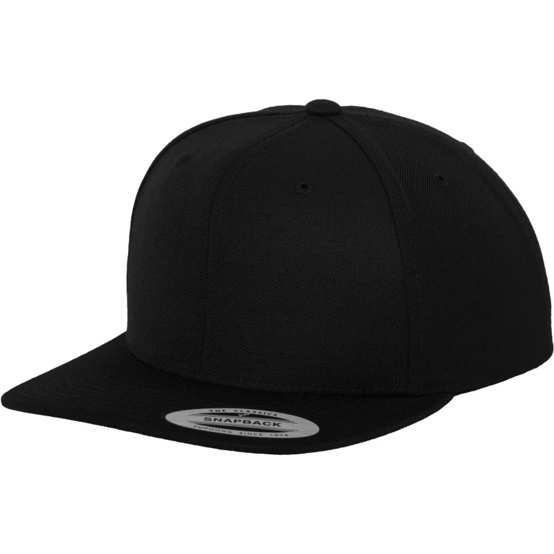 Image of Yupoong Mens The Classic Premium Snapback Cap in Jet Black Jet Black Male One Size