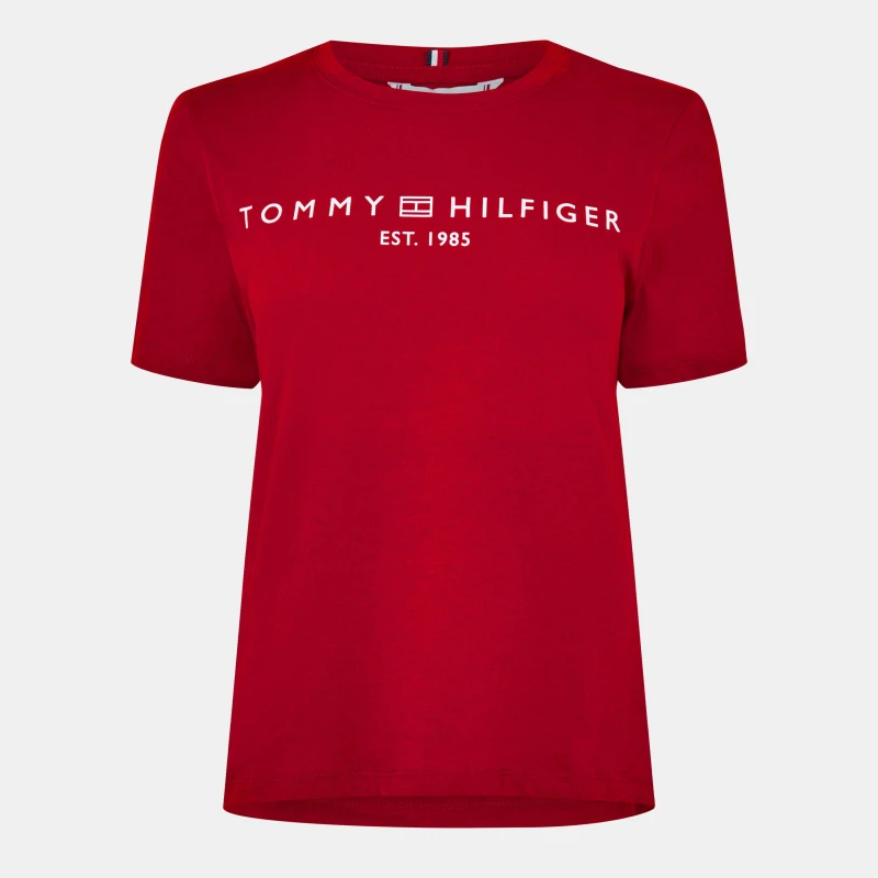 Image of Tommy Hilfiger Womens Corp Logo T-Shirt Regatta Red female 8 (XS)