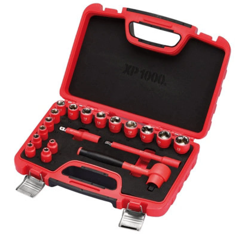 Image of Draper XP1000 19 Piece 3/8" Drive VDE Insulated Socket Set 16306 Drive: 3/8"