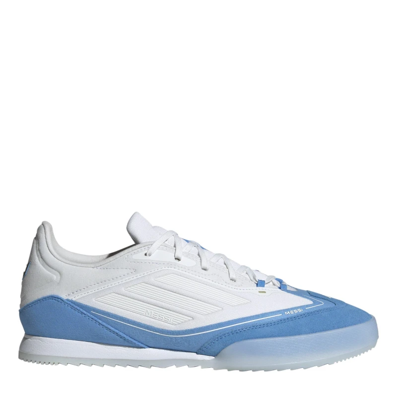 Image of adidas F50 Freestyle 24 Messi Indoor Football Boots Unisex Adults White/Gold/Blue unisex 11 (46)