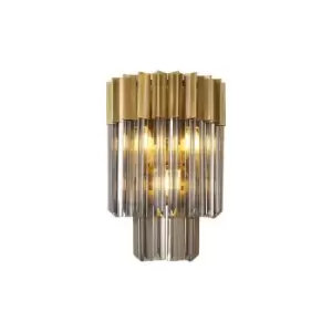 Image of Luminosa Poland Wall Lamp 3 Light E14, Brass, Smoke Sculpted Glass