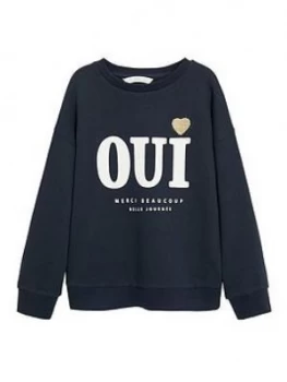 Image of Mango Girls Oui Sweatshirt - Navy