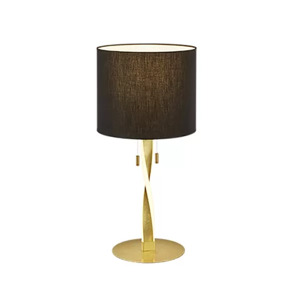 Image of Nandor Modern 2 Light Table Lamp with Round Shade Gold 3000K