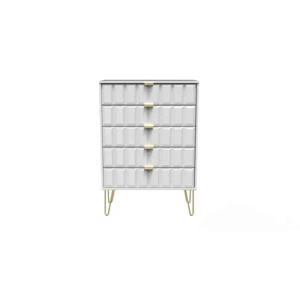 Image of Ready Assembled Cuba 5 Drawer Chest - White Matt