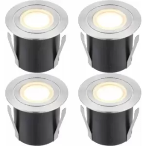 Image of 4 pack Recessed IP67 Guide Light - 1.2W Warm White LED - Stainless Steel