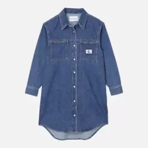 Image of Calvin Klein Jeans Womens Utility Shirt Dress - Denim Dark - XS