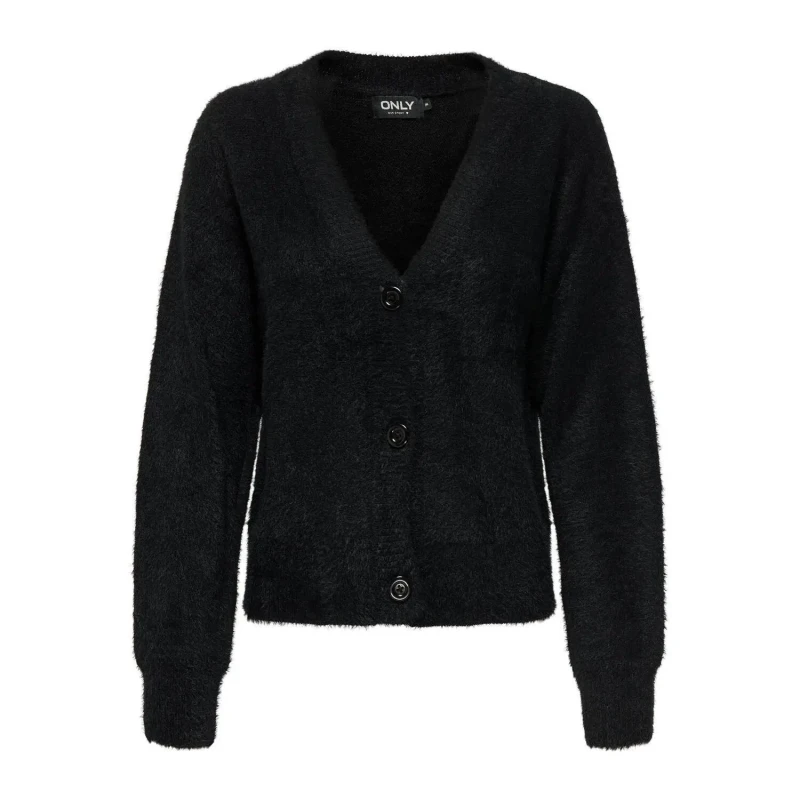 Image of Only Fluffy Knit V-Neck Cardigan Black Women M