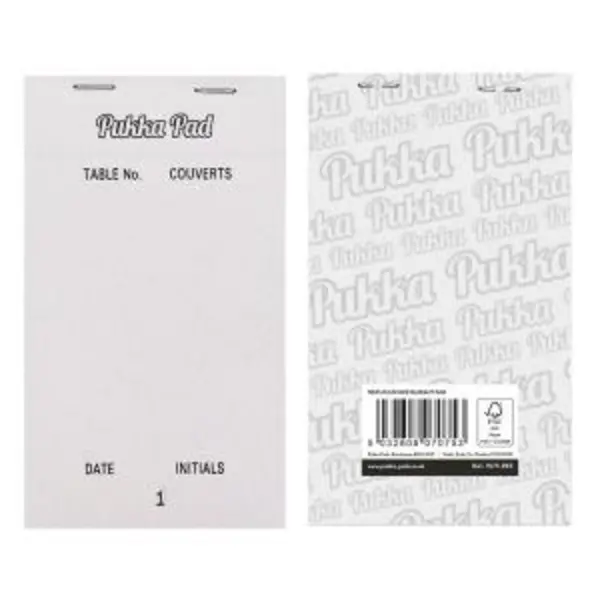 Image of Pukka Pukka Pads Restaurant Pad NCR Triplicate Numbered Pages 95mm x 165mm White (Pack 5) - 7075-RES 7075-RES
