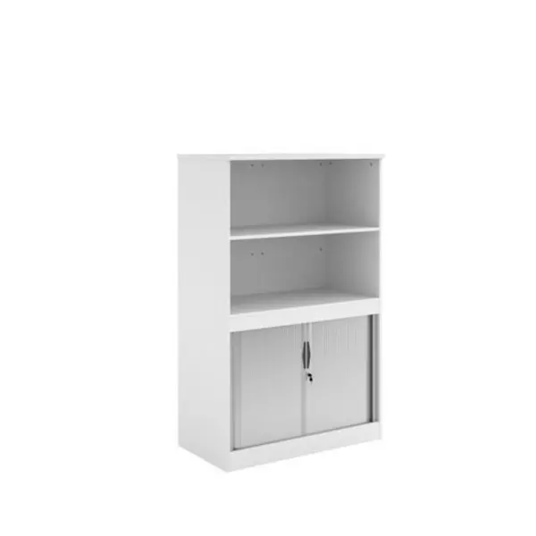 Image of Systems Systems combination unit with tambour doors and open top 1600mm high with 2 shelves - white White TO16WH