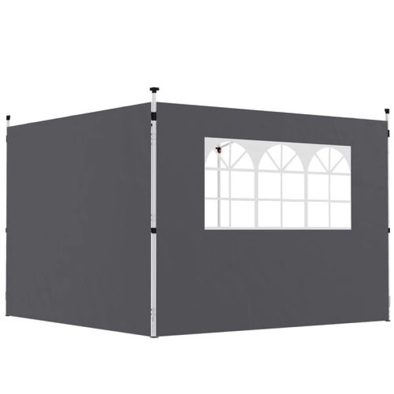 Image of Outsunny Gazebo Replacement Exchangeable Side Wall Panels with Window Dark Grey
