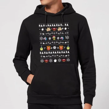 Image of Muppets Pattern Christmas Hoodie - Black