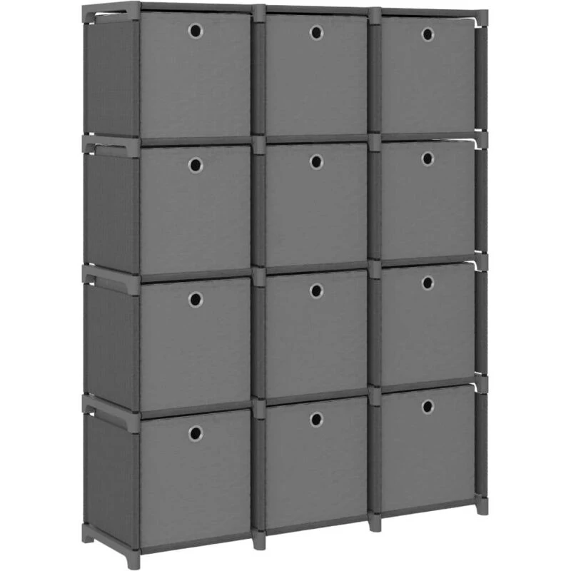 Image of VIDAXL Vidaxl - 12-Cube Display Shelf with Boxes Grey 103x30x141cm Fabric 8720286042748