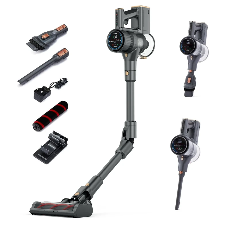 Image of Geepas Flex Cordless Vacuum Cleaner 29.6V Lithium Battery Bendable Wand, 55 Mins Runtime, Digital Display Black unisex