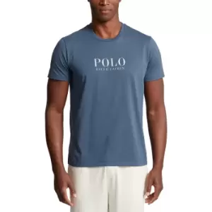 Image of Logo Print Pyjama T-Shirt in Cotton with Short Sleeves