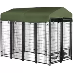 Image of PawHut Outdoor Dog Kennel w/ Weather-Resistant Cover, 244 x 122 x 183cm - Green - Green