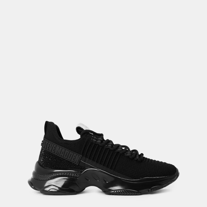 Image of Steve Madden Womens Maxilla Low-Top Runners Jet Black female 8 (41)