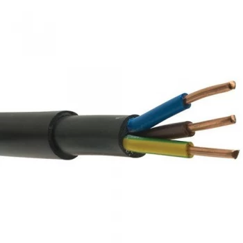Image of Zexum Black 4mm 34A 3 Core Brown Blue Green and Yellow 600 to 1000V Rated NYY-J Hi Tuff Outdoor Cable - 25 Meter