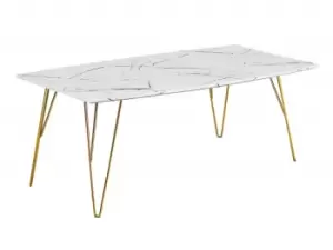 Image of LPD Fusion White Marble and Gold Coffee Table Flat Packed