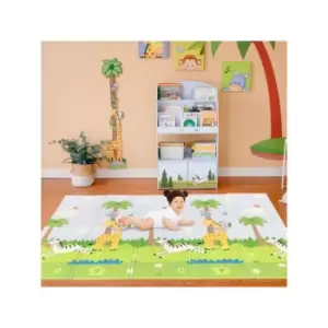 Image of Fantasy Fields Large Baby Crawling Mat Play Mat Soft Foam Reversible Portable Crawl Mat Safari Themed PS-PM001 - Blue/White