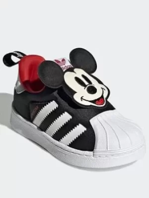 Image of adidas Originals Disney Superstar 360 Shoes, Black/White/Red, Size 5.5