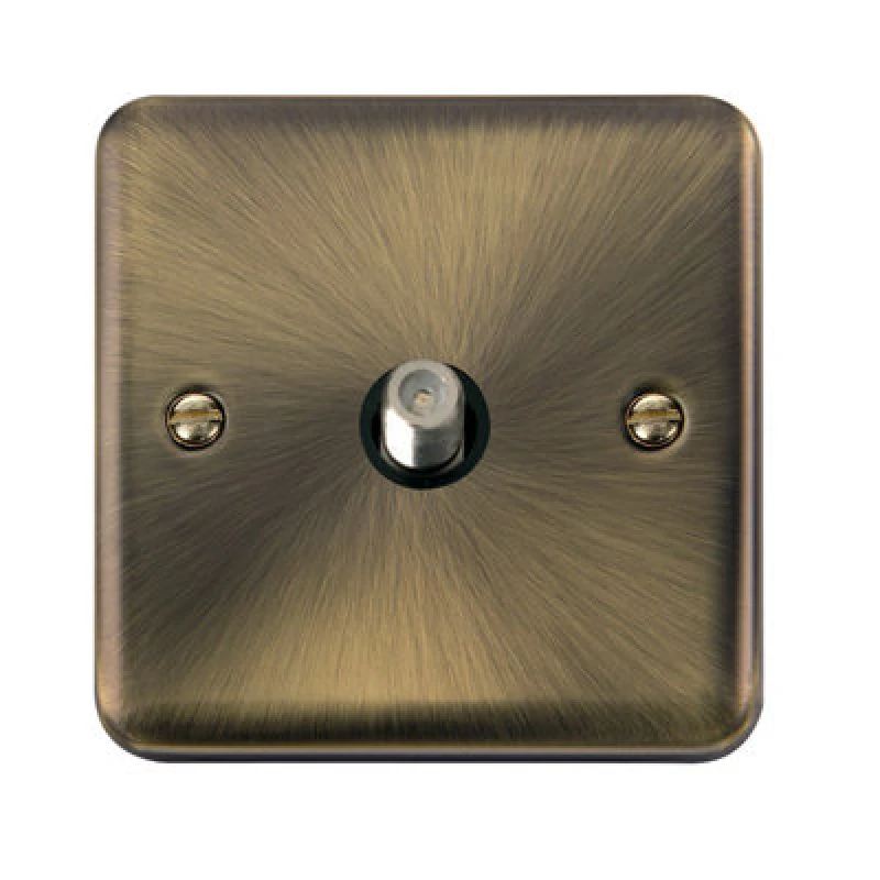 Image of SE Home Curved Antique Brass Satellite Socket 1 Gang Gold