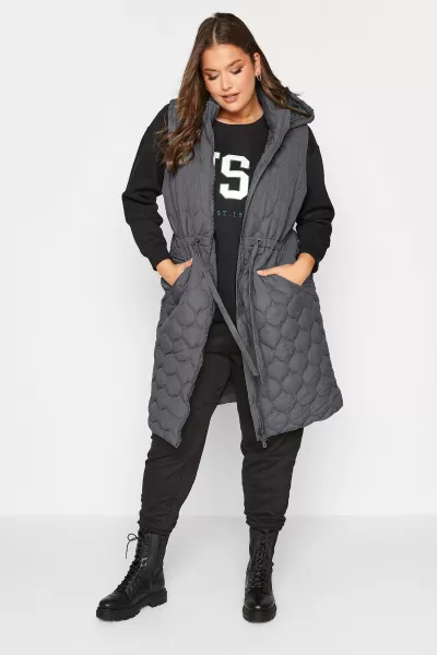 Image of Yours Ladies Quilted Hooded Gilet - Sage