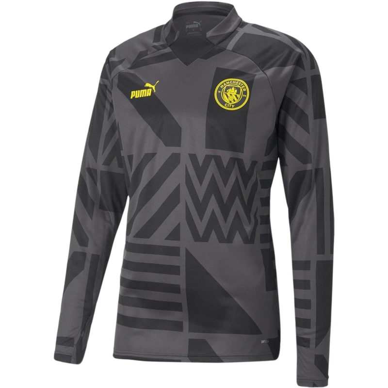 Image of Puma Mcfc Prematch Sweat Drill Top Mens Black/Yellow male S