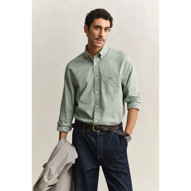 Image of Gant Regular Fit Poplin Shirt Herb Green 354 male S
