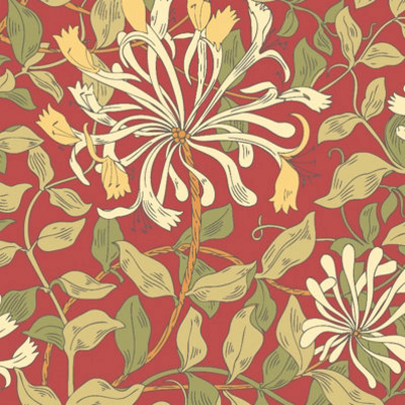 Image of Hoopla Walls Honeysuckle Leaf Trail Terracotta Smooth Matt Wallpaper