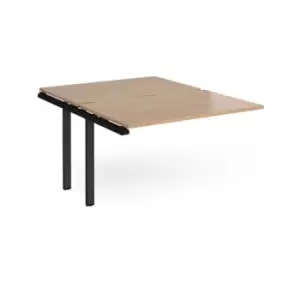 Image of Bench Desk Add On 2 Person Rectangular Desks 1200mm Beech Tops With Black Frames 1600mm Depth Adapt