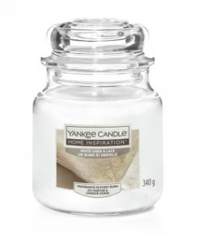 Image of Yankee Candle Medium Jar Candle - White Linen and Lace