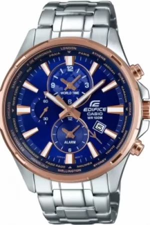 Image of Mens Casio Edifice World Time Alarm Chronograph Watch EFR-304PG-2AVUEF