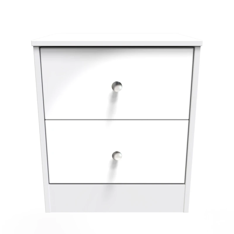 Image of Taunton 2 Drawer Bedside Cabinet In White (Ready Assembled)