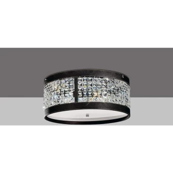 Image of Ceiling light Celsa 4 Bulbs polished chrome / dark brown Faux leather / crystal