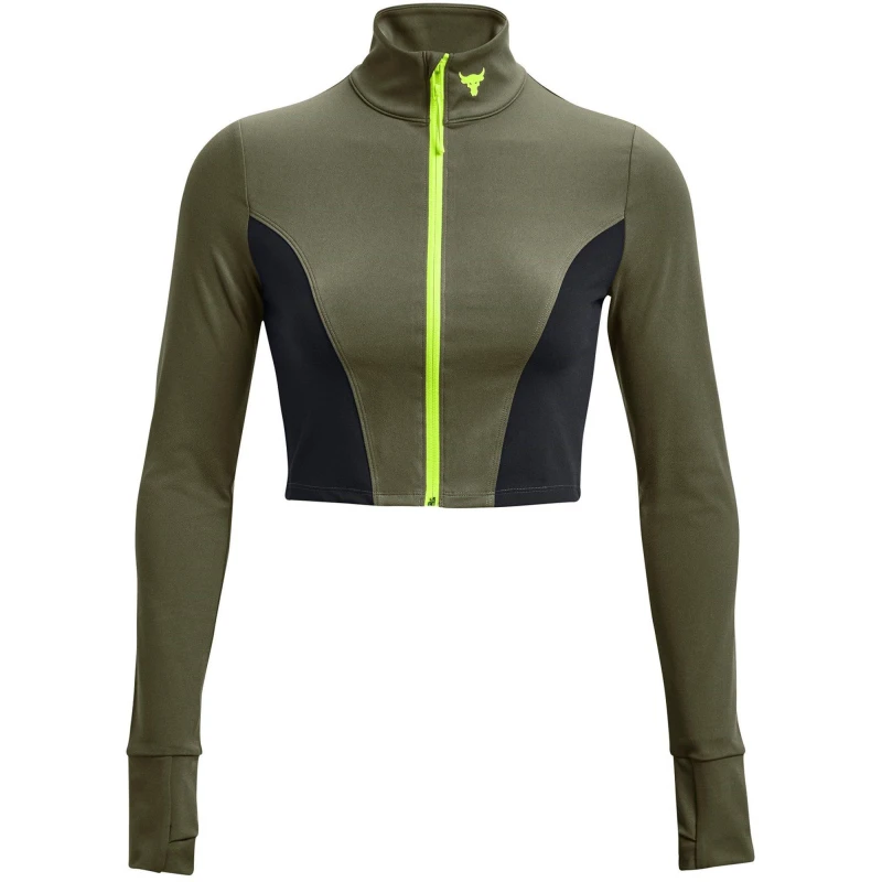 Image of Under Armour Project Rock Cropped Gym Jacket Womens - Green Green 8