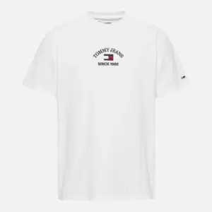 Image of Tommy Jeans Mens Timeless Logo T-Shirt - White - M