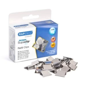 Image of Rapesco Supaclip 60 Refill Clips Stainless Steel Pack of 100 for use in a Rapesco Supaclip 60 Dispenser