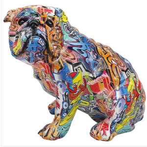 Image of Graffiti Sitting Bulldog Figurine By Lesser & Pavey